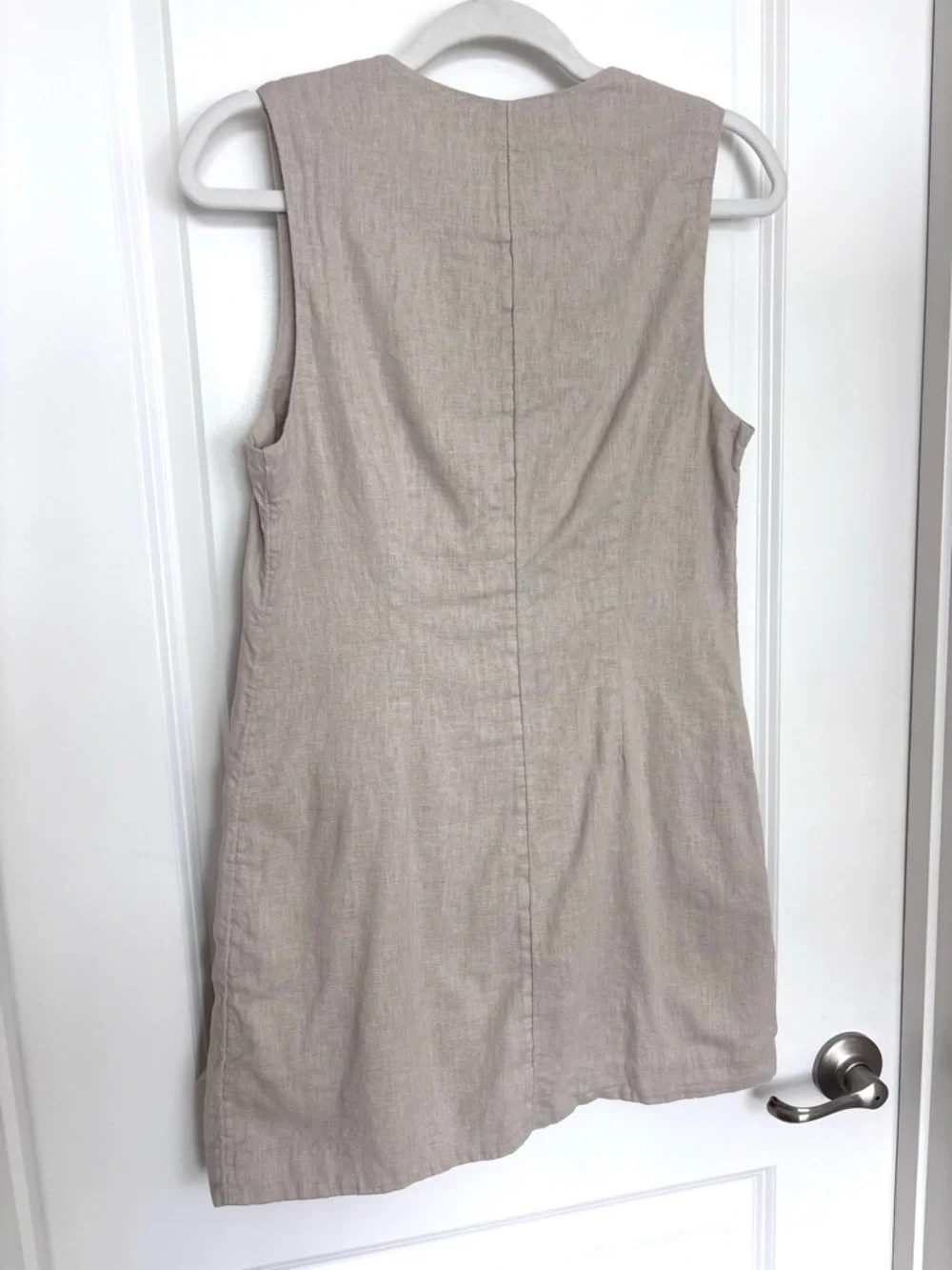 Abercrombie Linen Vest Dress Cotton Neutral Button Front Minimalist Size Small - Picture 10 of 10